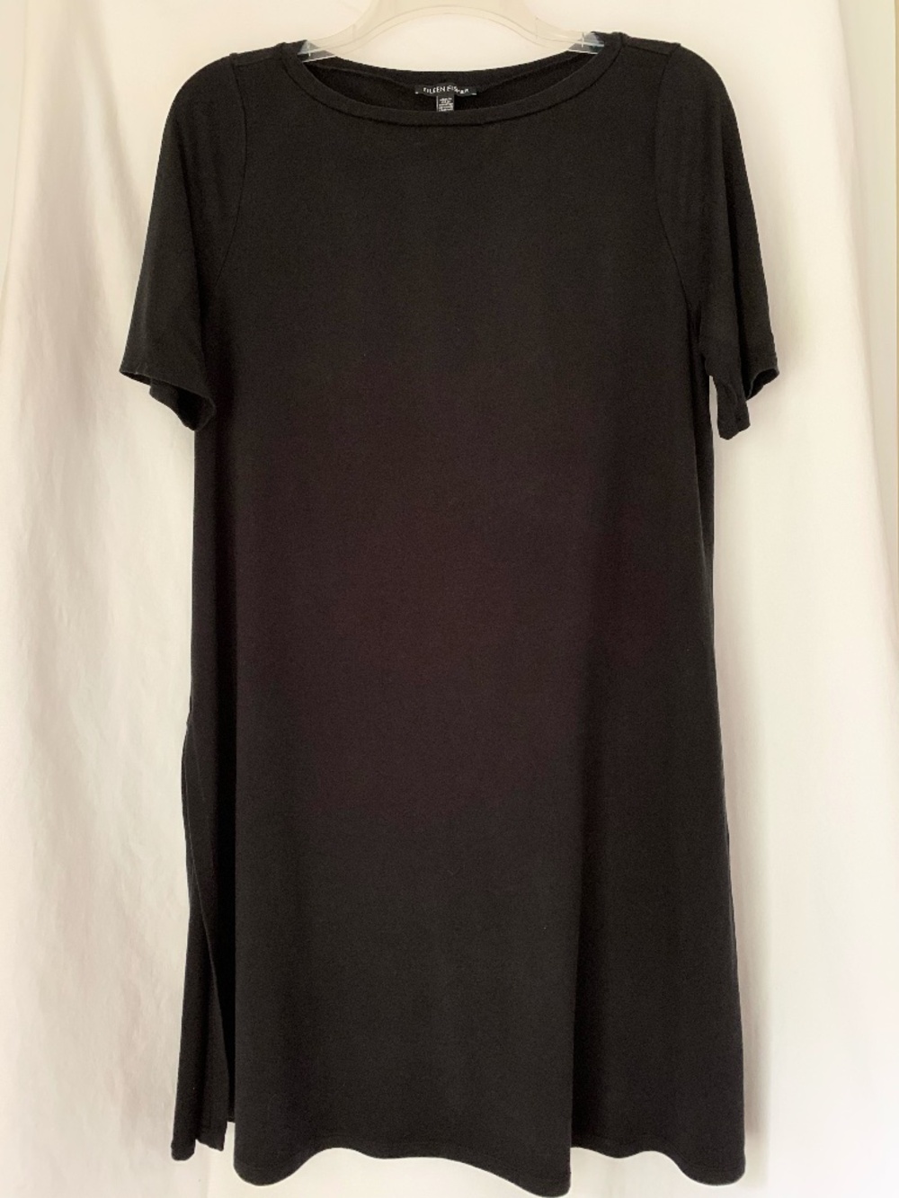 Eileen Fisher black tencel/elastane jersey knit T-shirt dress